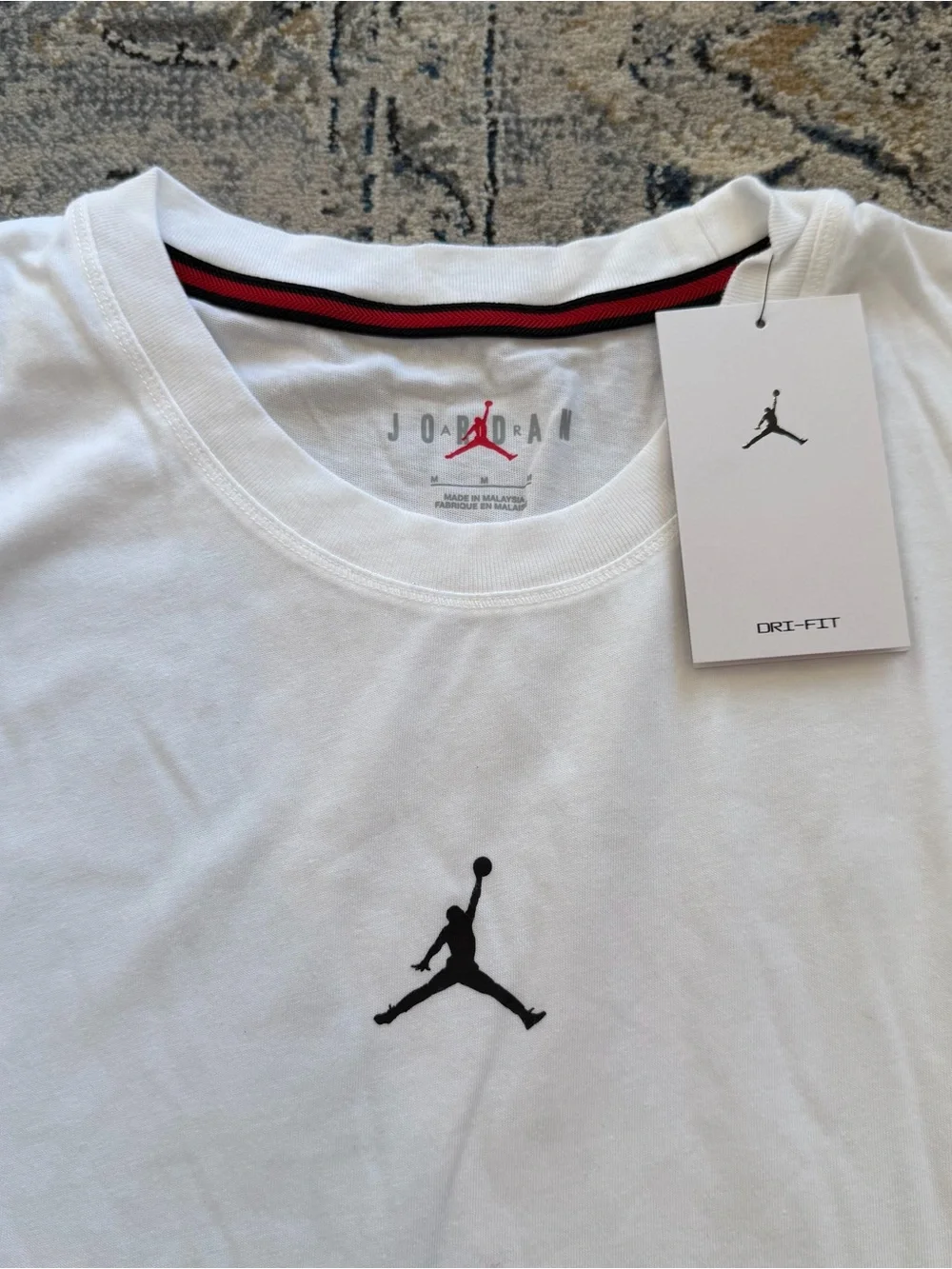 Jordan White Short Sleeve Tee with Black Jumpman Logo